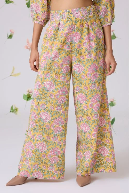 Okhai "Orchard" Handblock Printed Pure Cotton High-Waisted Pants