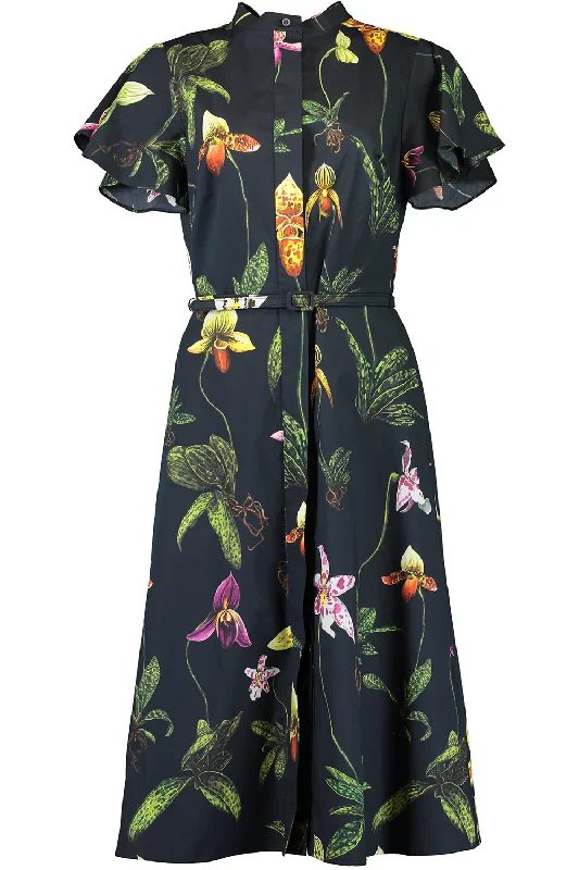 Short Sleeve Orchid Midi Dress