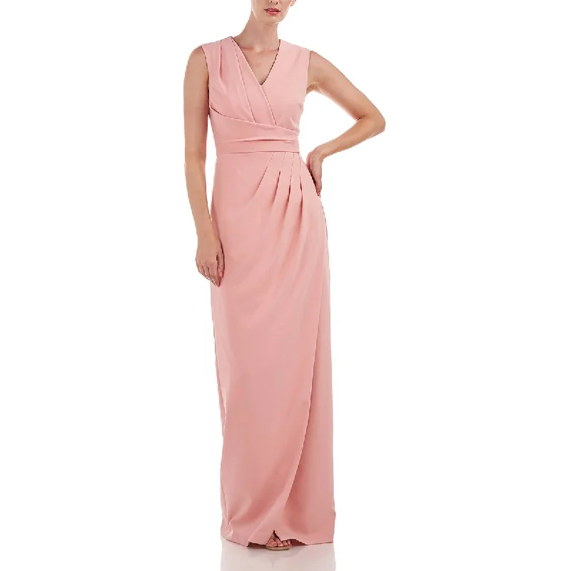 Womens Pleated Column Evening Dress