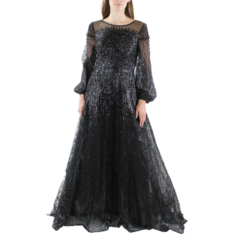 Womens Sequined Maxi Evening Dress