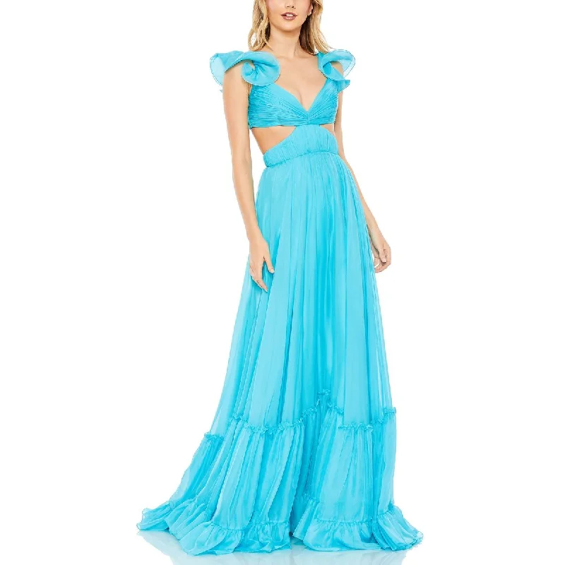 Womens Chiffon Cut-Out Evening Dress