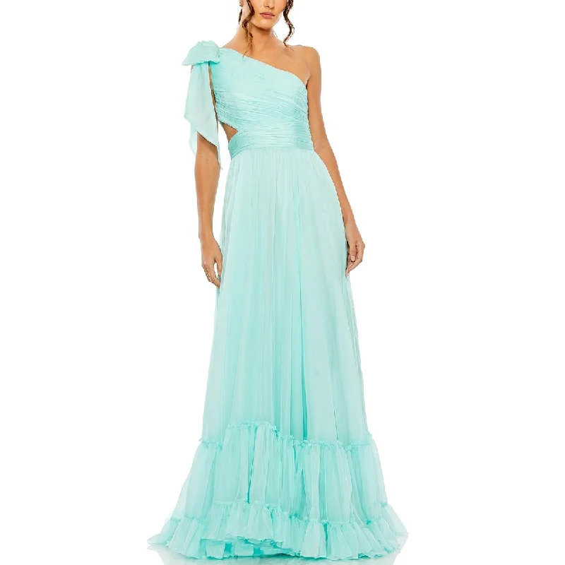 Womens Chiffon Cut-Out Evening Dress