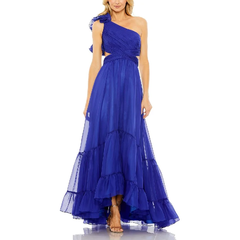 Womens Chiffon One Shoulder Evening Dress