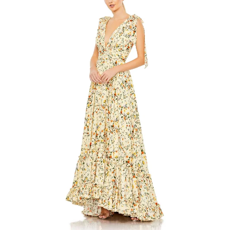 Womens Floral Print Special Occasion Evening Dress