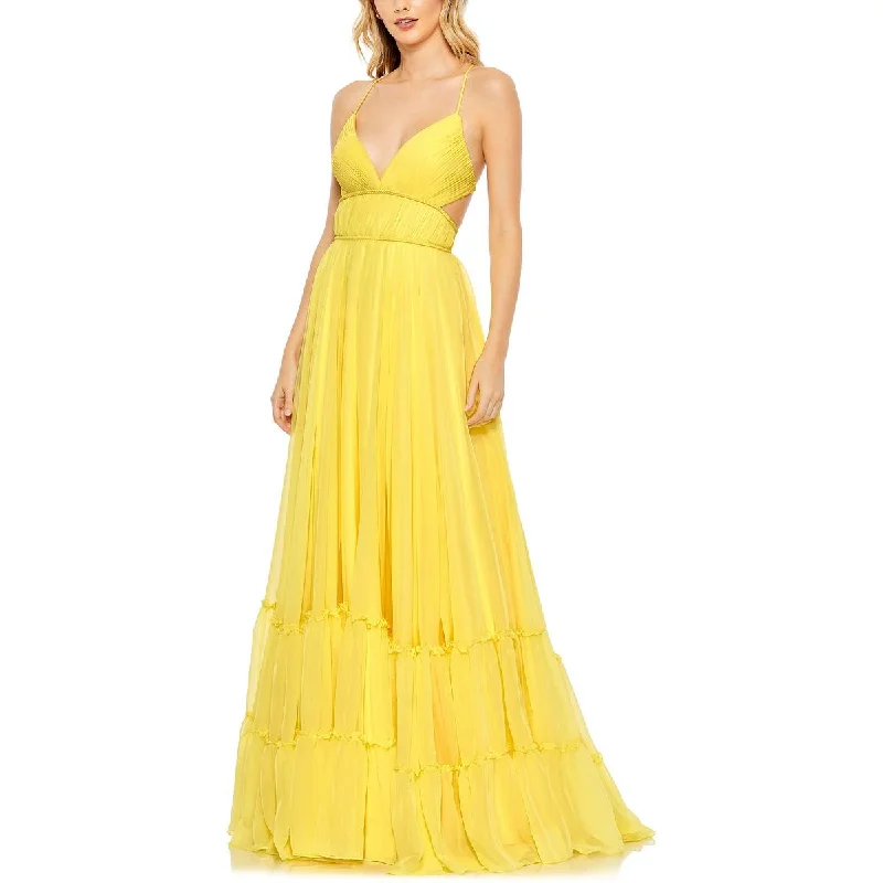 Womens Chiffon Cut-Out Evening Dress