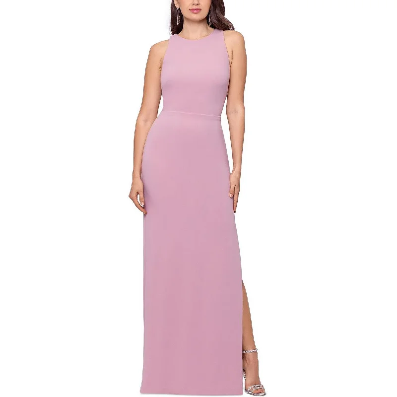 Womens Scuba Halter Evening Dress