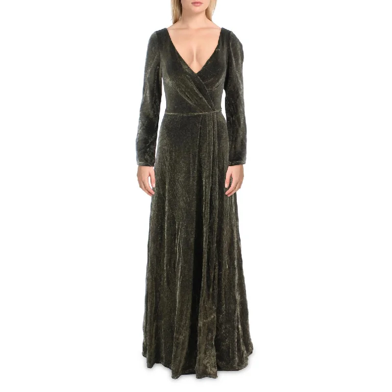 Womens Metallic Maxi Evening Dress