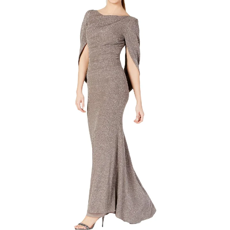 Womens Metallic Maxi Evening Dress