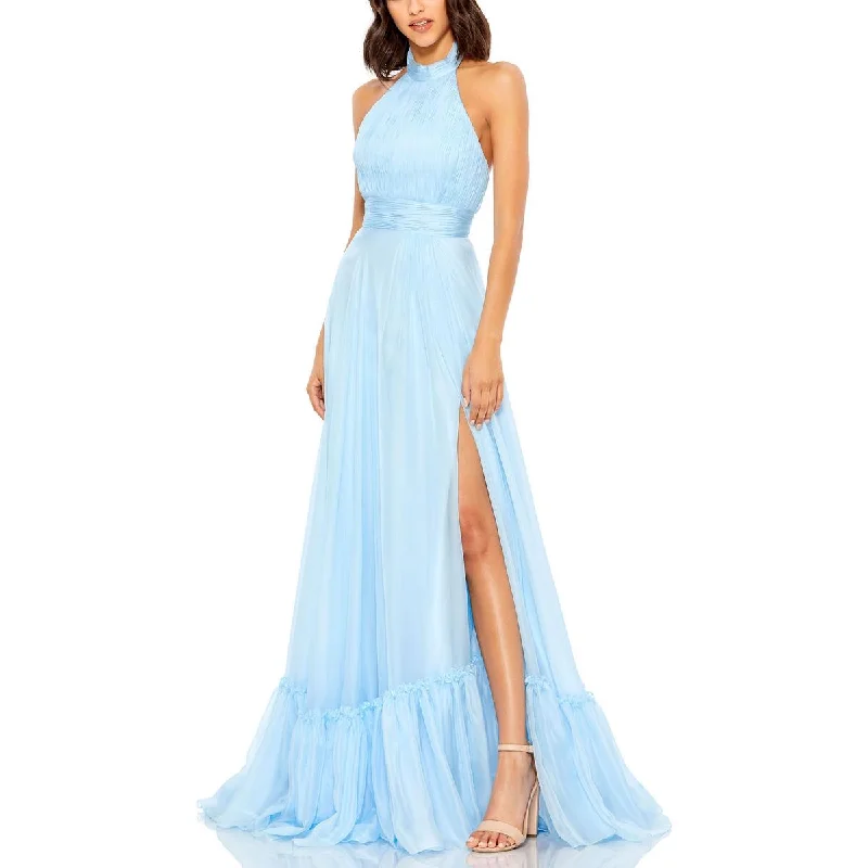 Womens Chiffon Halter Evening Dress