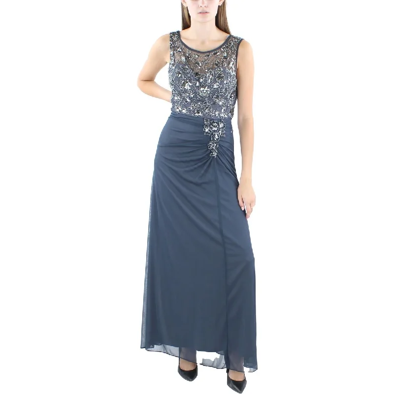 Womens Embellished Polyester Evening Dress