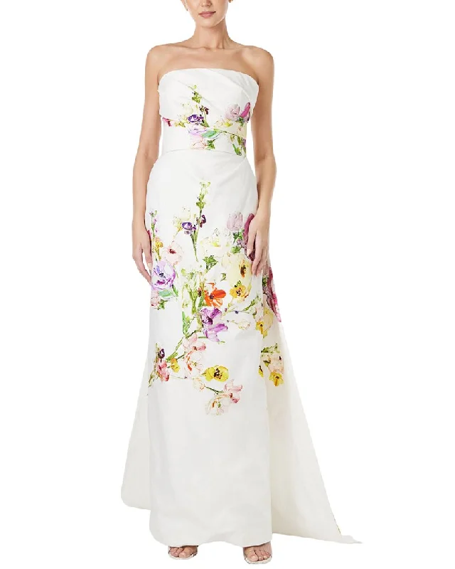 Monique Lhuillier Strapless Silk Column Gown