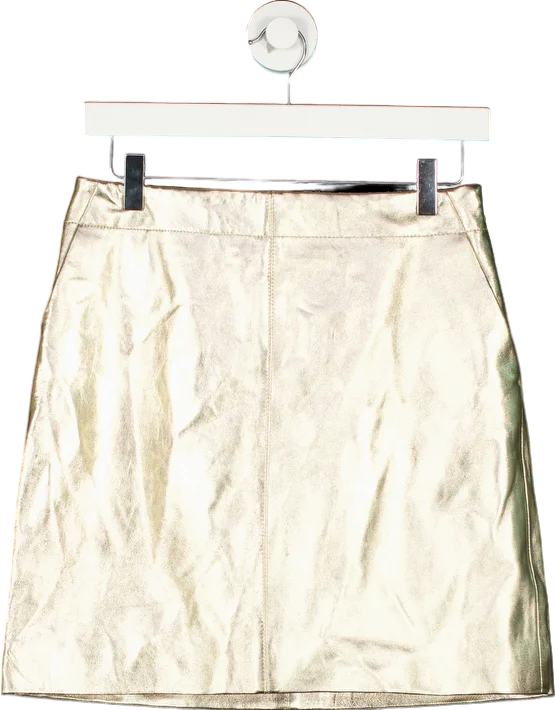 Autograph Gold Leather Skirt UK 10