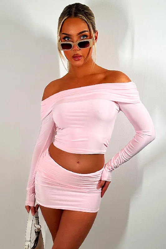 Fold Over Skirt And Top Co Ord Baby Pink