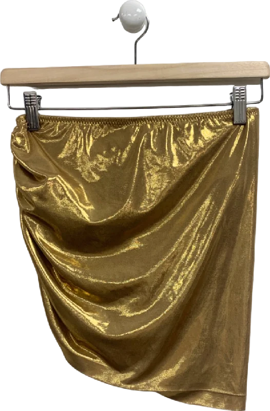 Norma Kamali Gold Metallic Drape Skirt UK M