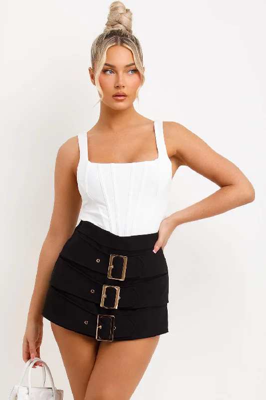 Skort With Buckle Detail Black