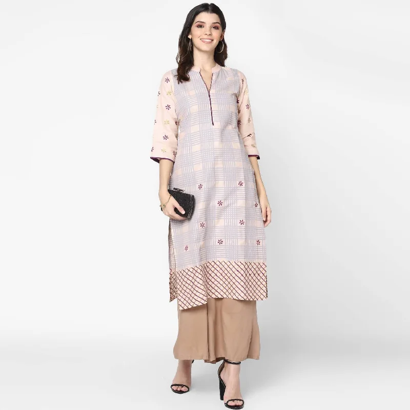 Cheera Hand Block Print Pale Pink Anarkali Kurta (MAAI-062K)