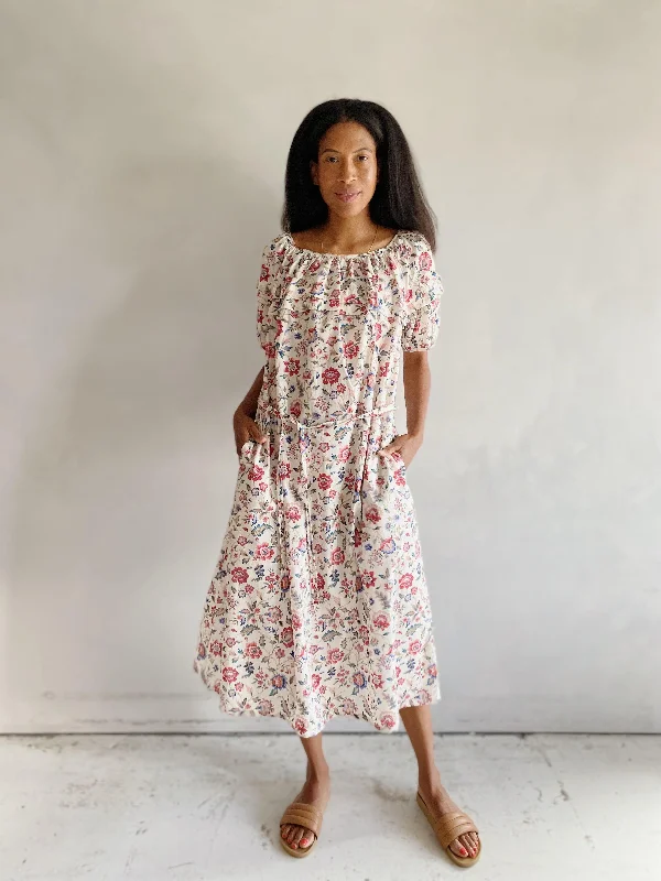 jo gather dress in perennial floral