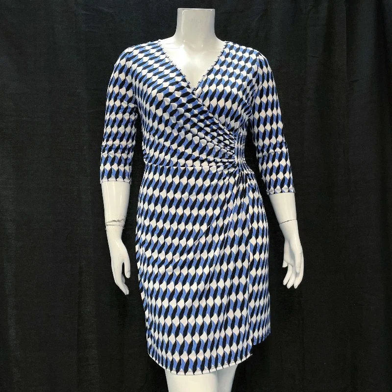 NWT Wmns LAUNDRY by SHELLI SEGAL Blue Geometric Pattern Dress Sz L MSRP$138