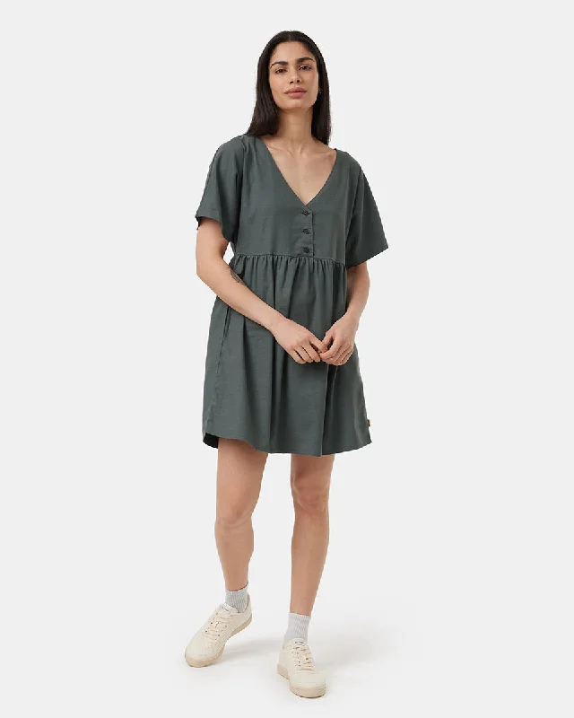 Hemp Button Front Swing Dress