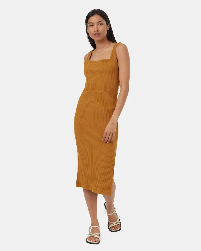 Rib Square Neck Dress