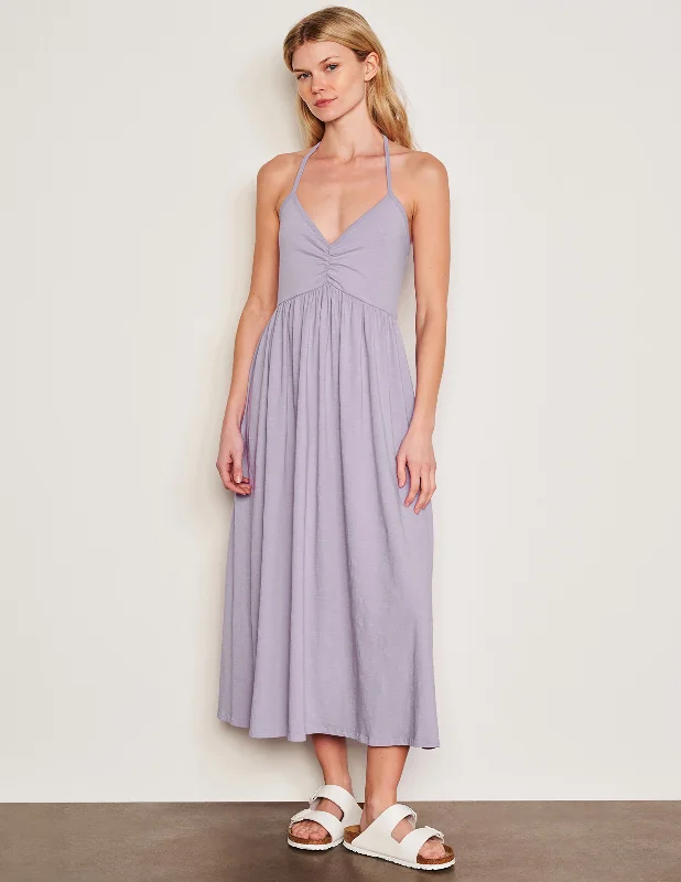 Sundry Tie Back Dress in Dark Lavender