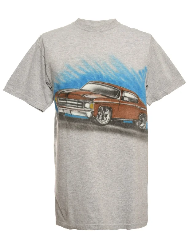 Grey Car Print T-shirt - M