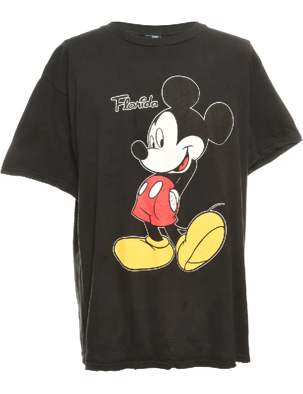 Mickey Mouse Black Cartoon T-shirt - M