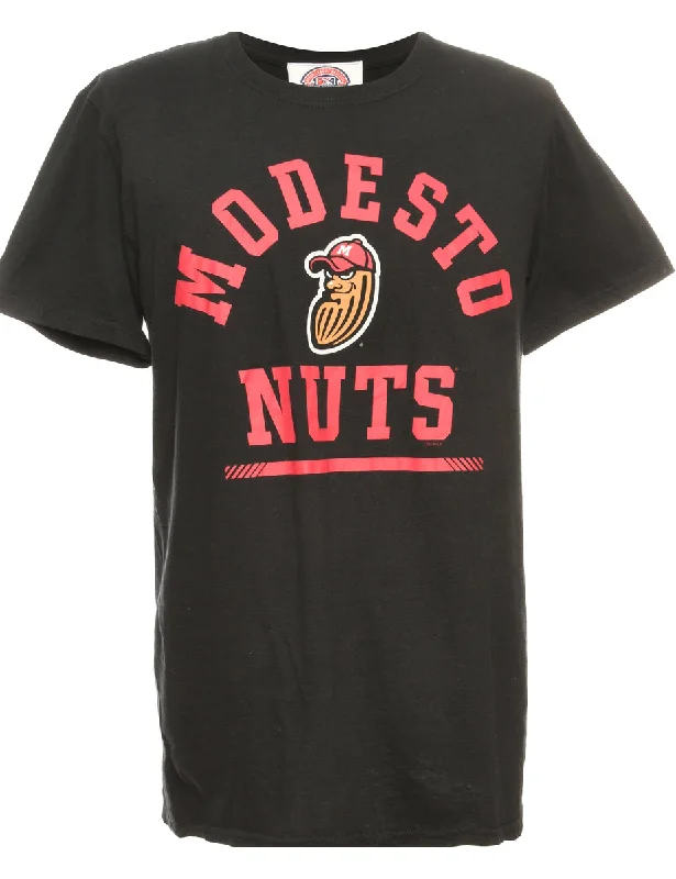 Modesto Nuts Baseball Black Sports T-shirt - M