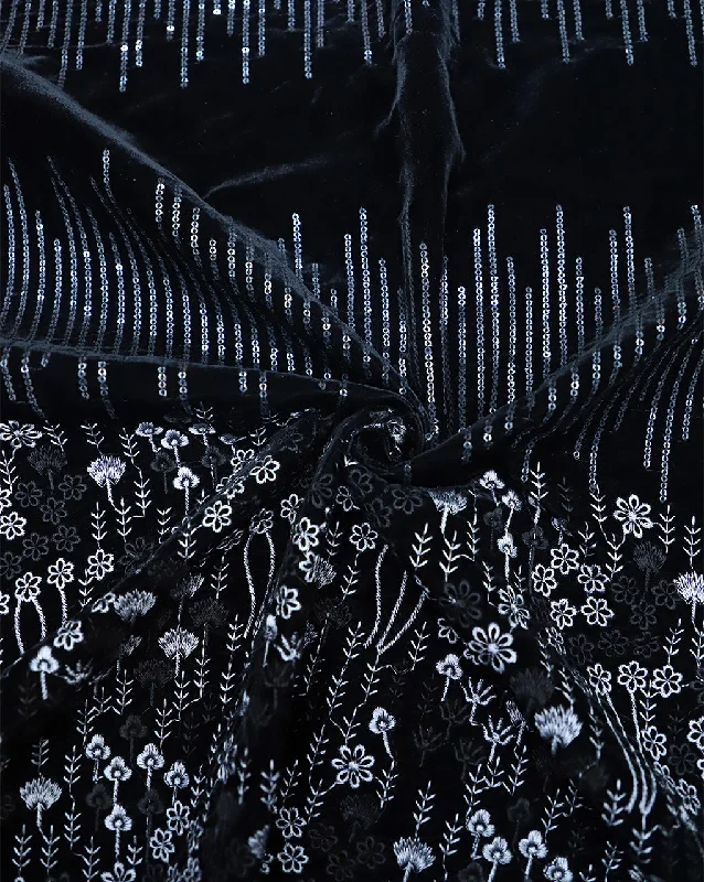 BLACK VELVET FABRIC WITH SEQUINS