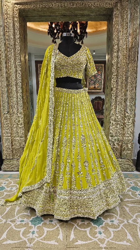 Georgette Lehenga with Sequins and Thread Work