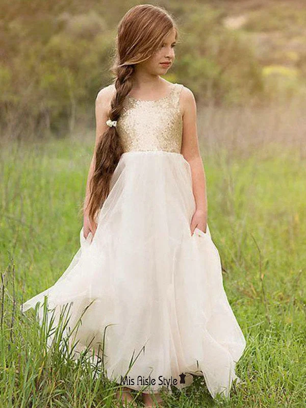 Gold Sequins Flower Girl Dress