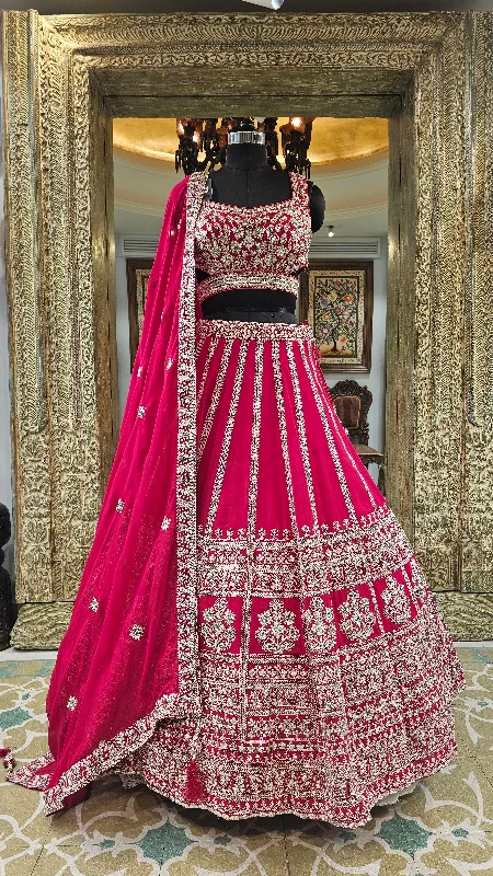 Red Georgette Lehenga With Zari and Sequins Work