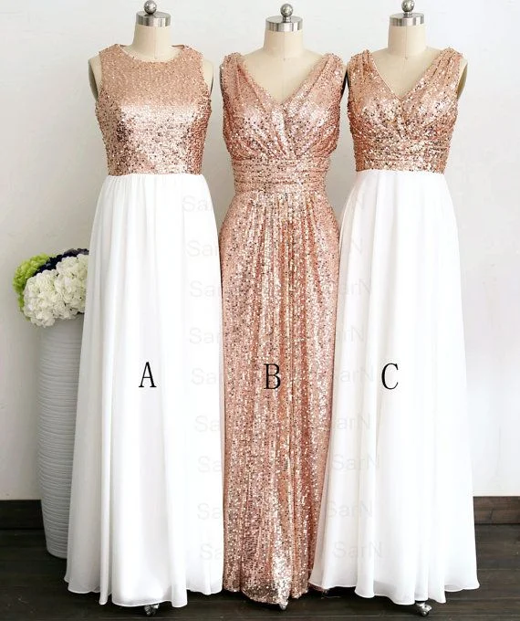 Sequins Gold Bridesmaid Dress