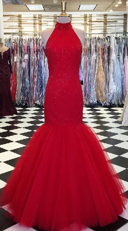 Trumpet Red Sequin Prom Dress